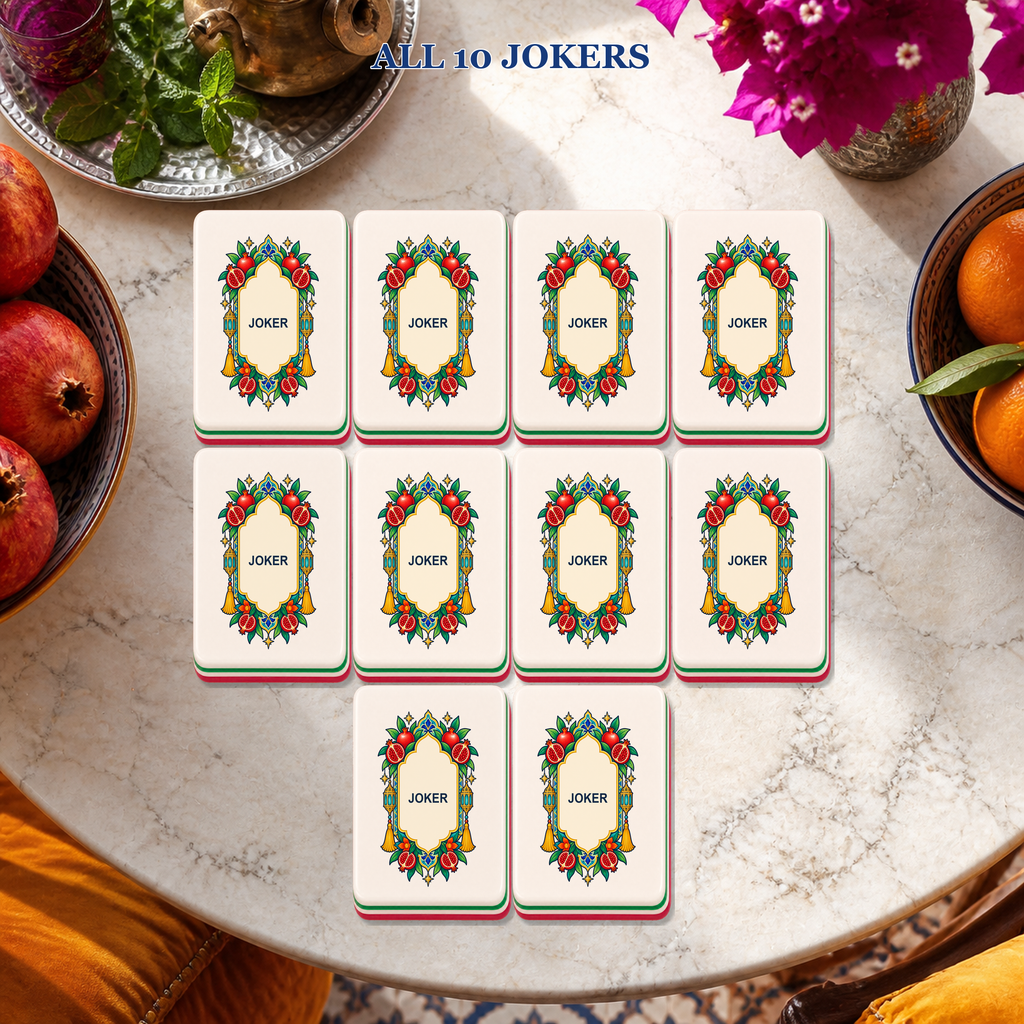 Moroccan Riad Pomegranate Lantern American Mahjong Set, 160 Tile Acrylic Mahjong Game, Themed Gift, Basic or Deluxe Set